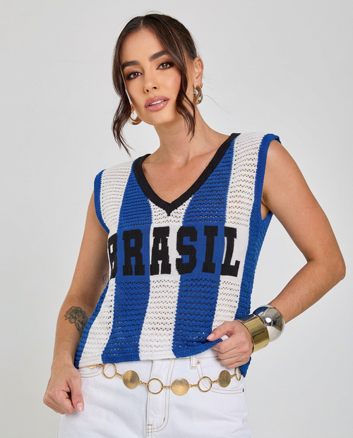 Regata Tricot Brasil Azul — Brazilcore 2026 🇧🇷